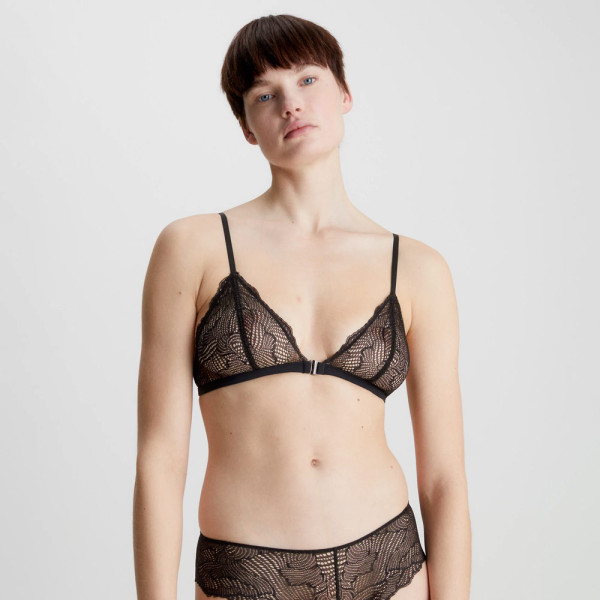 Tommy Jeans ID lace unlined triangle bralette in black