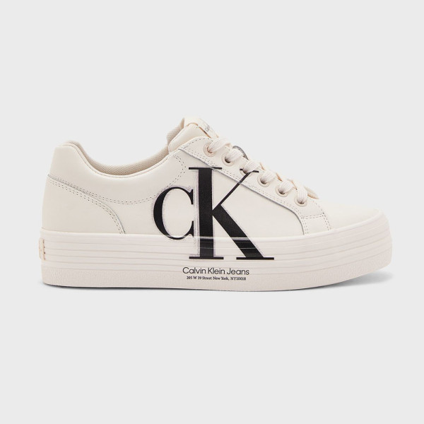 Calvin Klein Vulcanized Flatform Over Brand Sneaker - White |ThirdBaseUrban