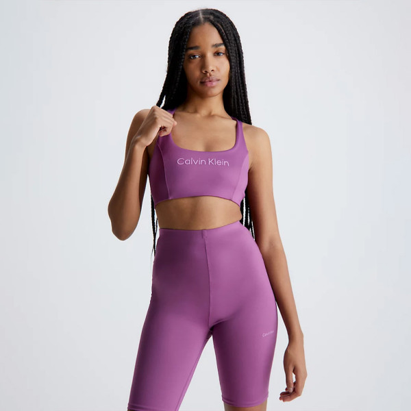Calvin Klein Womens Medium Impact Fitness Sports Bra Purple XS at