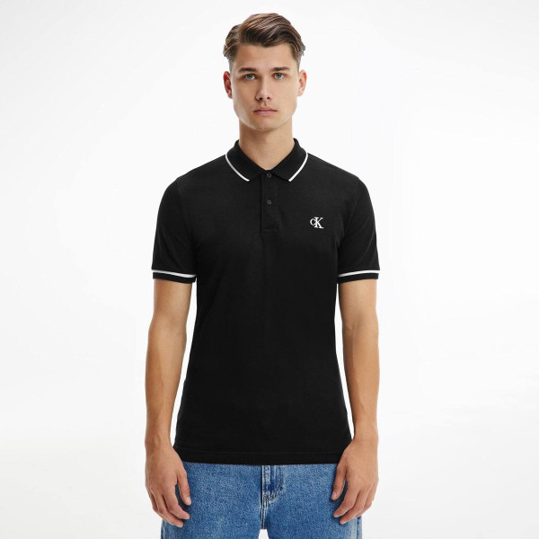 CALVIN KLEIN Slim Stretch Pique Polo Shirt Black | Third Base Urban