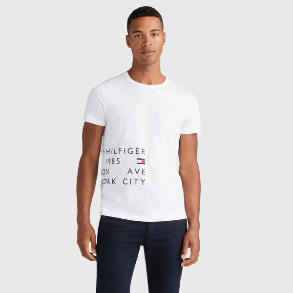Tommy Hilfiger Off Placement Logo T-Shirt - White |ThirdBaseUrban