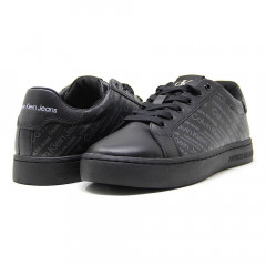 CALVIN KLEIN Cupsole Lace-Up ALL Over Print Leather Sneaker - Black