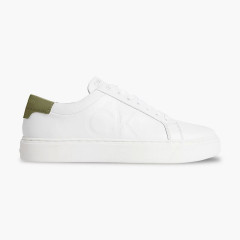 CALVIN KLEIN Low Top Lace-Up Leather Sneaker - White