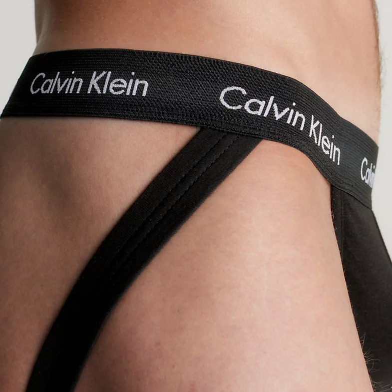Calvin Klein 3-pack jockstraps with coloured waistband in black